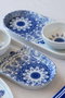 Hermia Juego de desayuno de porcelana 14 piezas blanco y azul